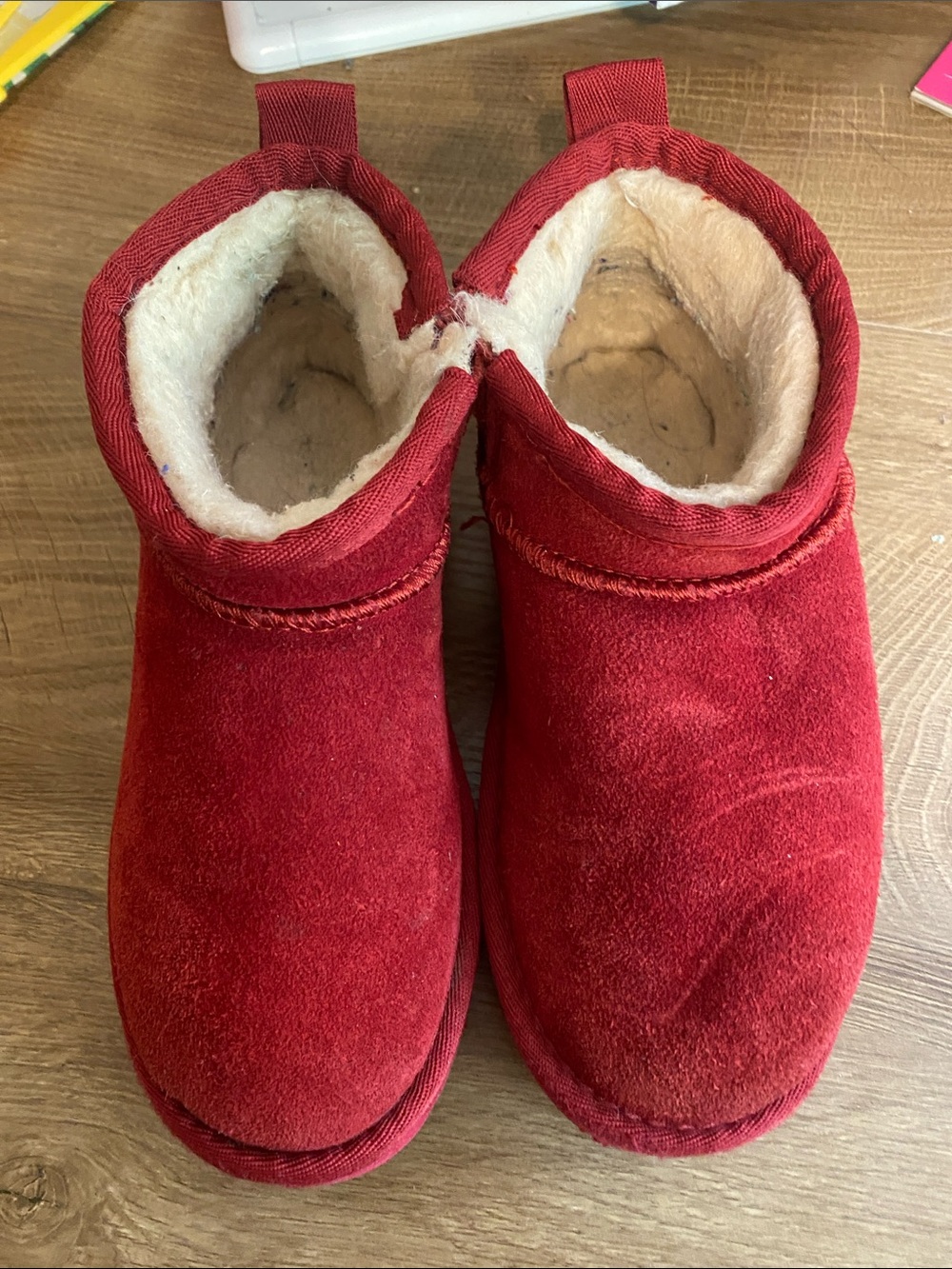 BearPaw Kids Red Suede Cozy Winter Boots